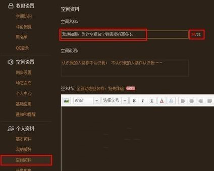 QQ空间资料界面