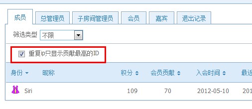 剔除重复IP的成员